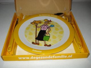 Ontbijtbord met bestek Geel Sidonia