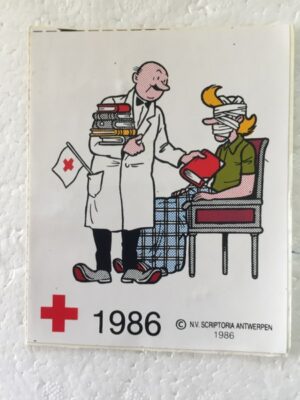 Sticker Lambik helpt Sidonia Rode Kruis