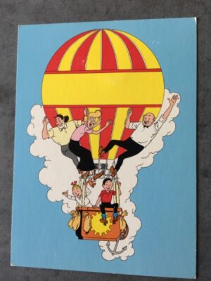 Kaart lichtblauw Familie in luchtballon 1997