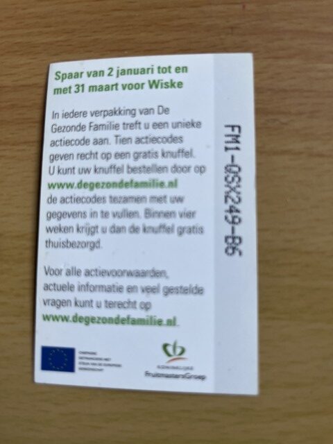 Fruitmaster kaartje knuffel groen Wiske