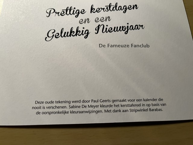 Kaart Fijne Feestdagen De Fameuze fanclub 2025